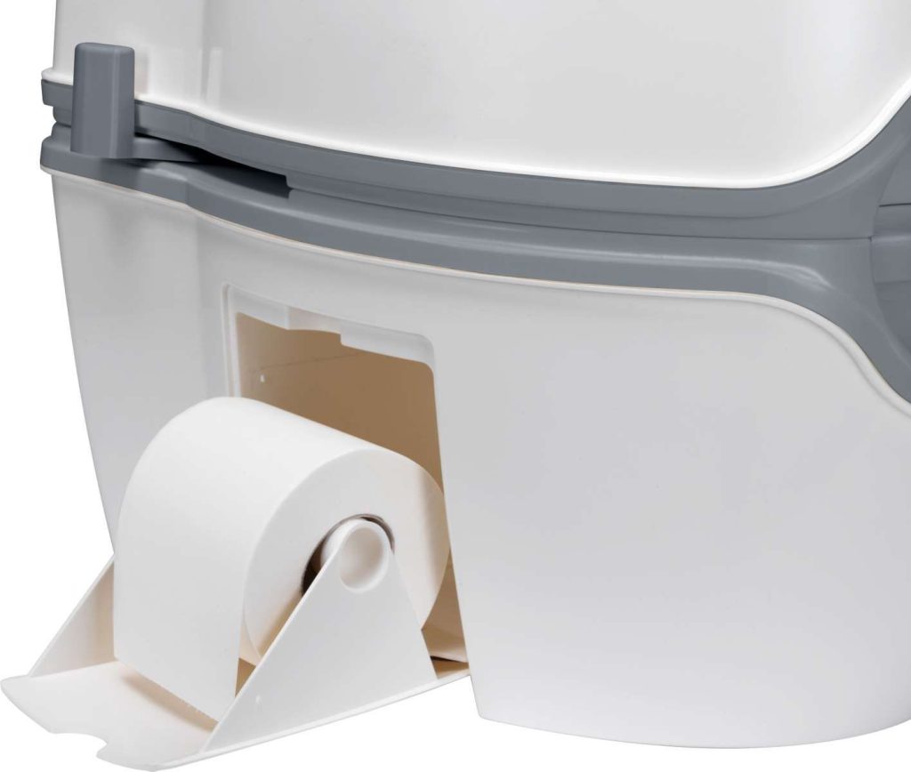 Zusätzlich ist die Porta Potti 565 standardmässig mit einem integrierten Toilettenpapierhalter ausgestattet THETFORD Porta Potti 565 Granit tragbare Toilette