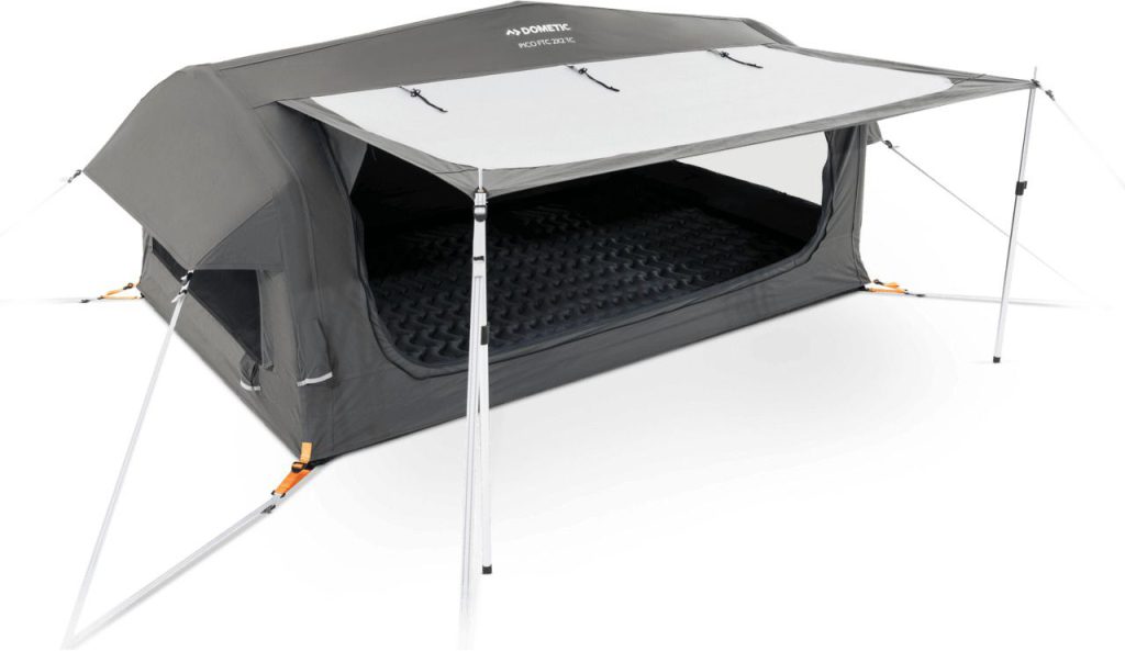 Raus aus dem Auto und schnell das Zelt aufgebaut! Das Dometic Pico FTC macht es Ihnen leicht. Das Dometic Pico mit integrierter Luftmatratze und robustem Luftschlauch-System ist die ideale Universallösung für Paare und Single-Camper. Dometic Pico FTC 2X2 TC Aufblasbares Campingzelt für 2 Personen