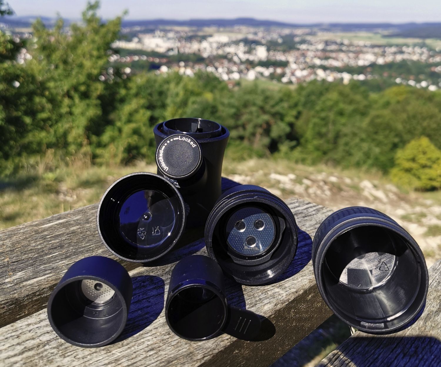 Origin Outdoors To Go Mini in ihre Einzelteile zerlegt zur Reinigung unterwegs