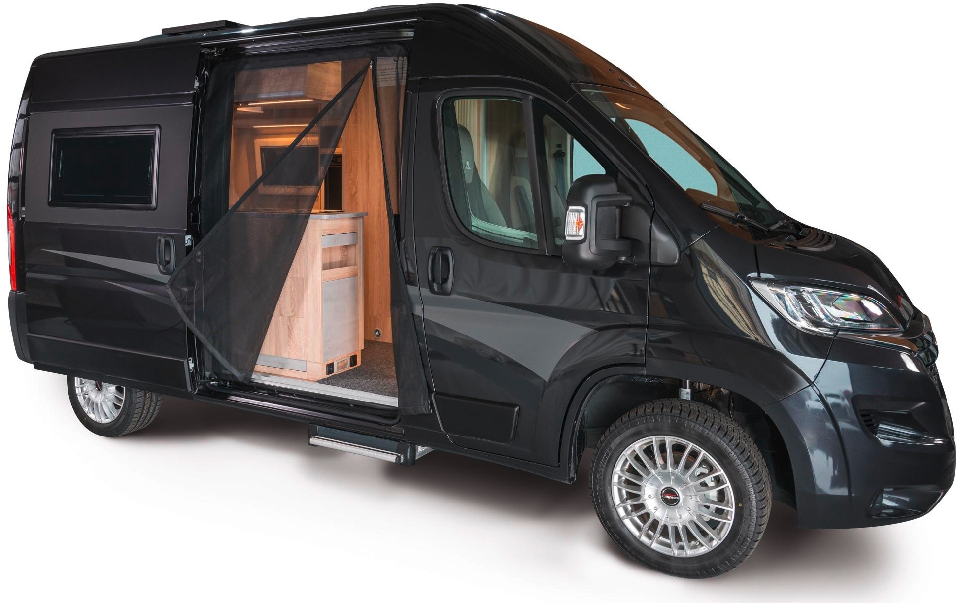 Mayr Van Schiebetürenmoskitonetz mit Magnetreißverschluss geeignet für Fahrzeughöhe H2/H3 von Citroën/Fiat/Opel/Peugeot/Toyota mit Maschenweite Fine-mesh für Beifahrerseite rechts