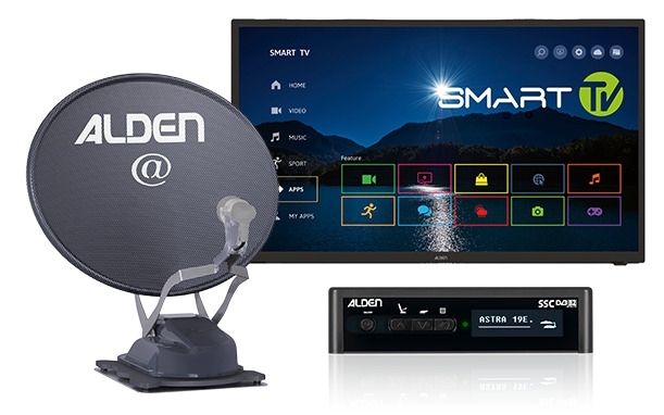 Alden Onelight@ 60 HD EVO vollautomatische Satellitenanlage Platinium inklusive S.S.C. HD Steuermodul / LTE Antenne / Smartwide LED TV