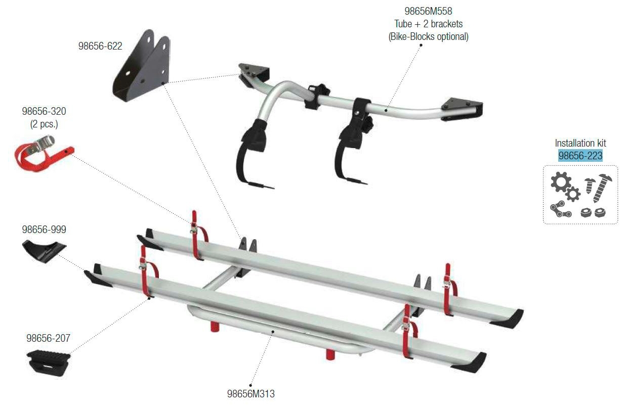 Fiamma Montagesatz passend für Carry Bike Garage Standard - Fiamma Ersatzteilnummer 98656-223