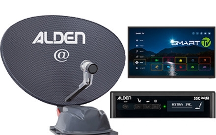 Alden AS2@ 80 Satellitenanlage mit S.S.C. HD-Steuermodul und Smartwide LED-TV inkl. LTE-Dachdurchführung Platinium 24 Zoll