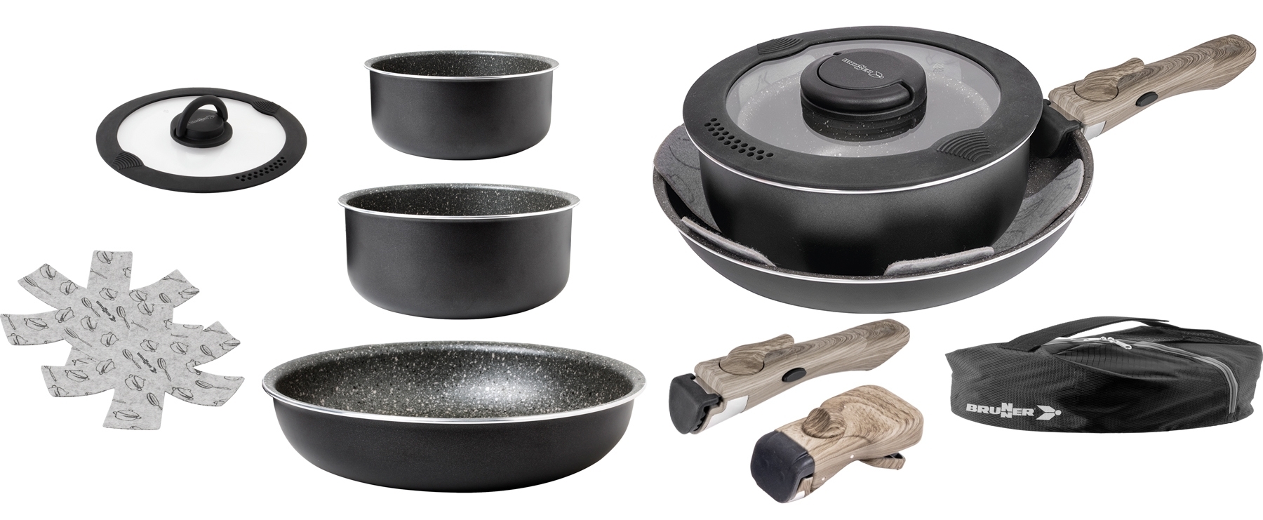 Brunner Pirate Spacemaster Topfset Aluminium inkl. Tragetasche 8-teilig