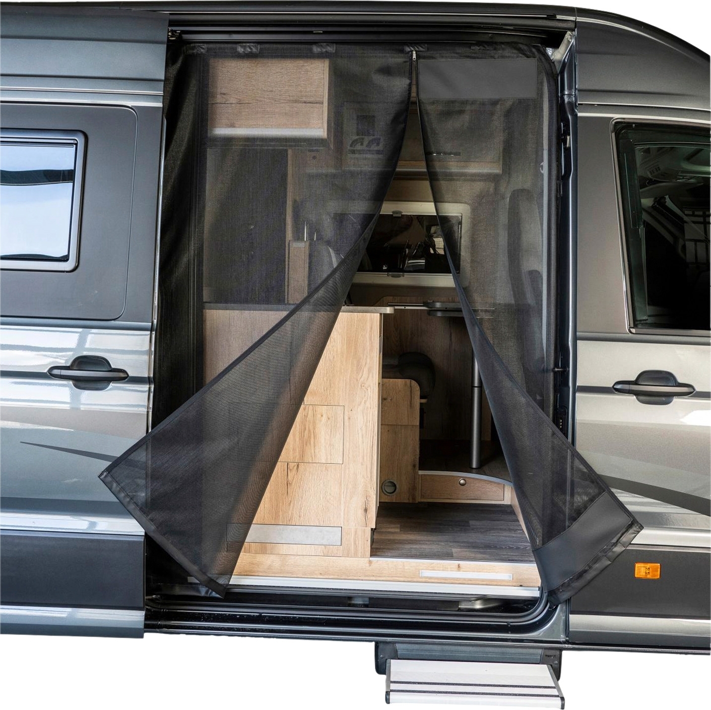 Mayr Van Schiebetürenmoskitonetz mit Magnetreißverschluss geeignet für Crafter / Grand California mit Maschenweite Fine Mesh für Beifahrerseite rechts