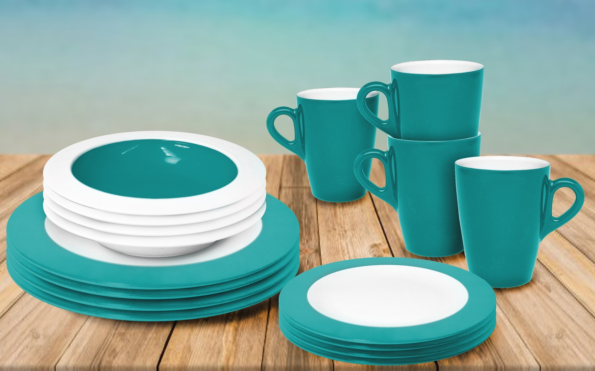 Omada Teller- und Schüssel-Set 16-tlg. sea blue für 4 Personen