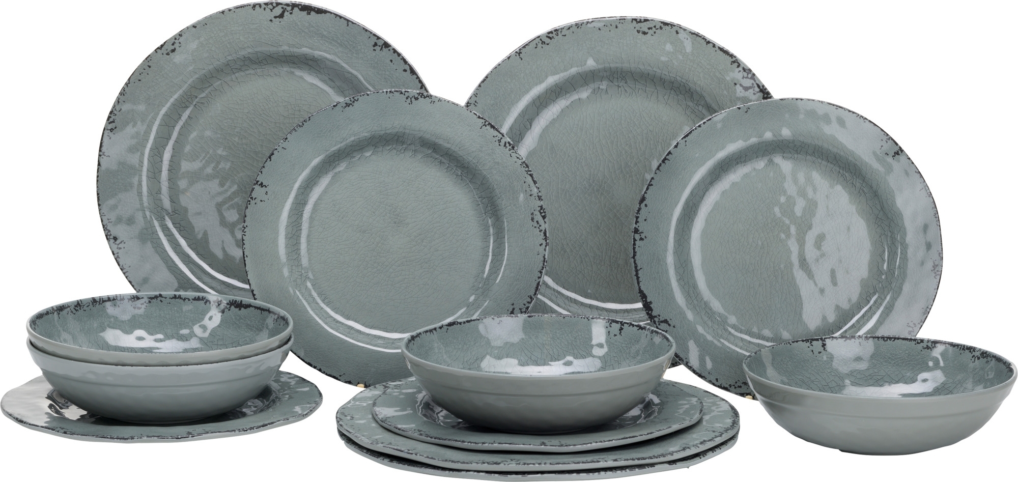 Flamefield Geschirrset Melamin 12-teilig Moondust