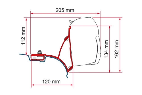 Fiamma Adapter F45 für VW T5/T6 Transporter Multivan - Silber - Linkslenker