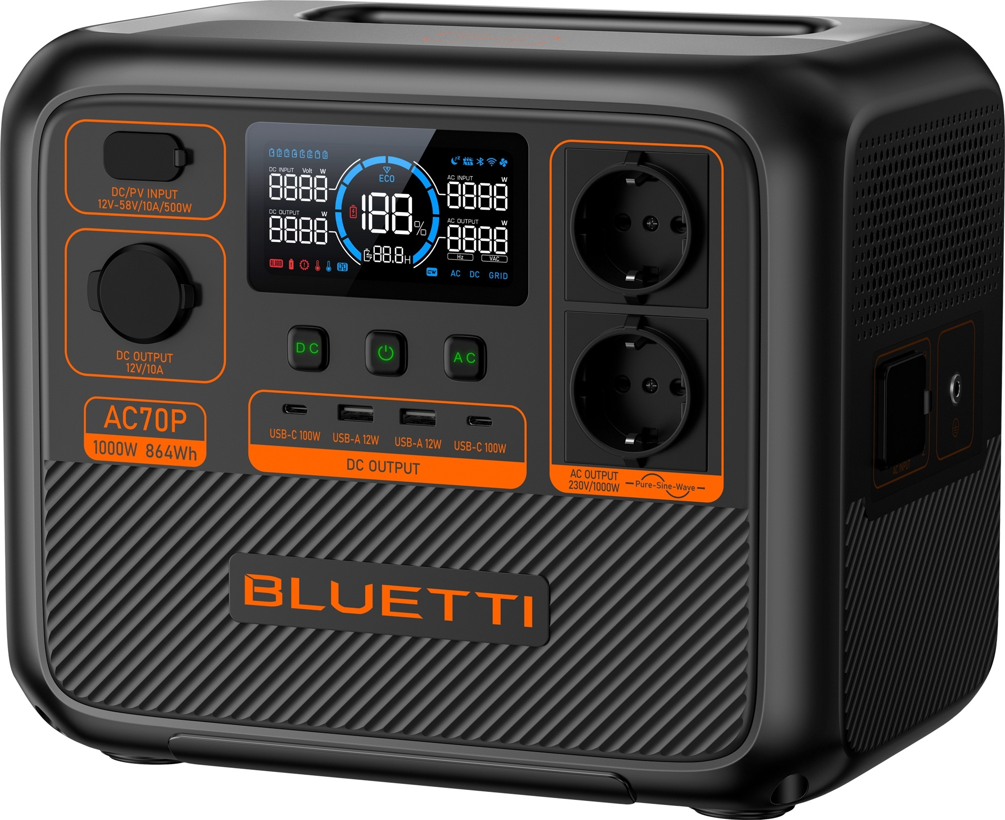 Bluetti AC70P-Black-EU tragbare Powerstation 1000 W