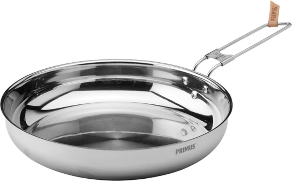 Primus CampFire Edelstahl Camping Bratpfanne 25 cm mit Aluminiumkern und Klappgriff 2 teilig