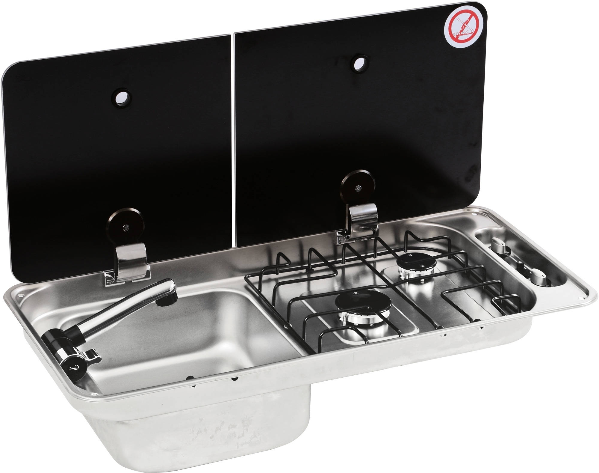 CAN 2-flammige Gaskocher-Spülkombination mit Spüle 716 x 340 x 150 mm