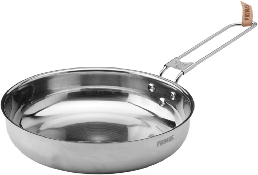 Primus CampFire Edelstahl Camping Bratpfanne 21 cm mit Aluminiumkern und Klappgriff 2 teilig