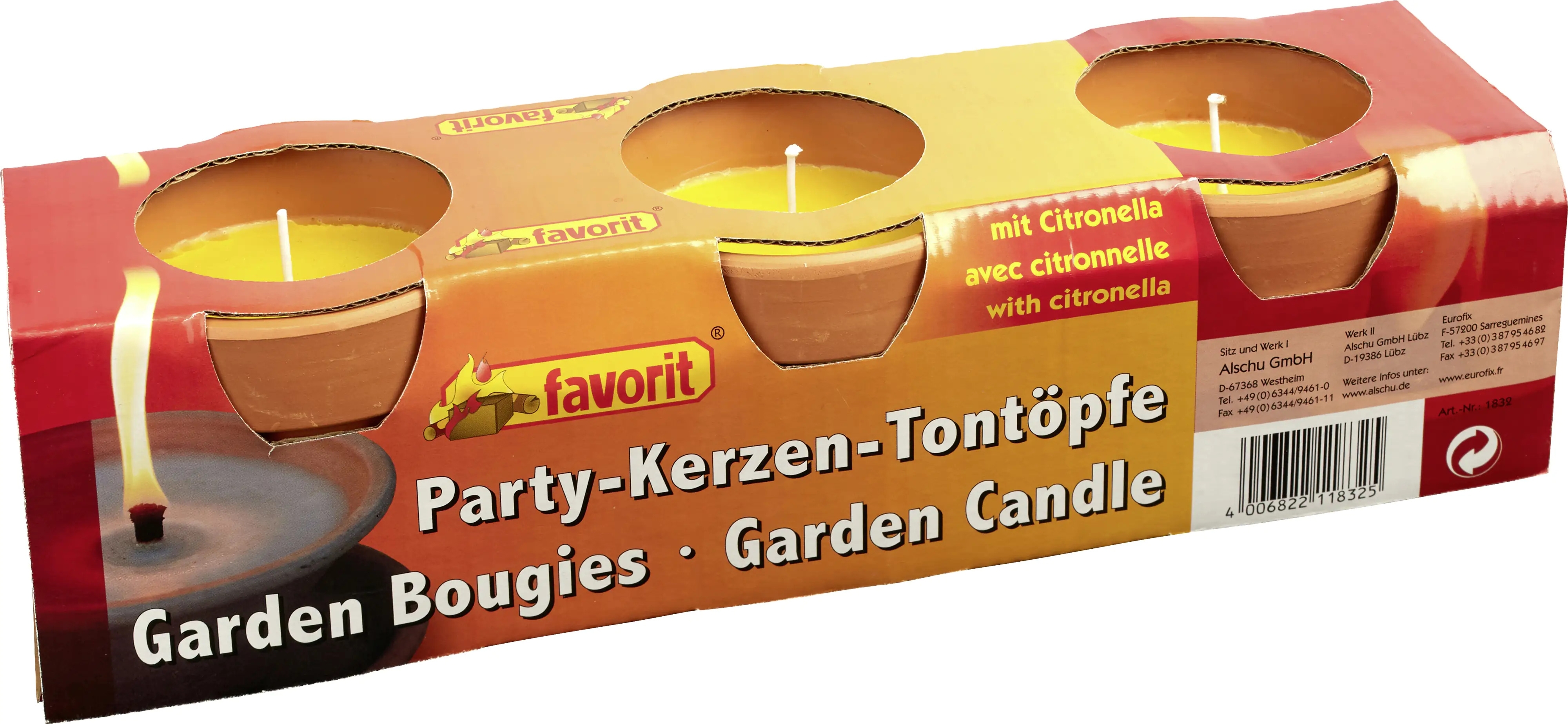Favorit Citronella Partykerzen im Tontopf (3er Set)