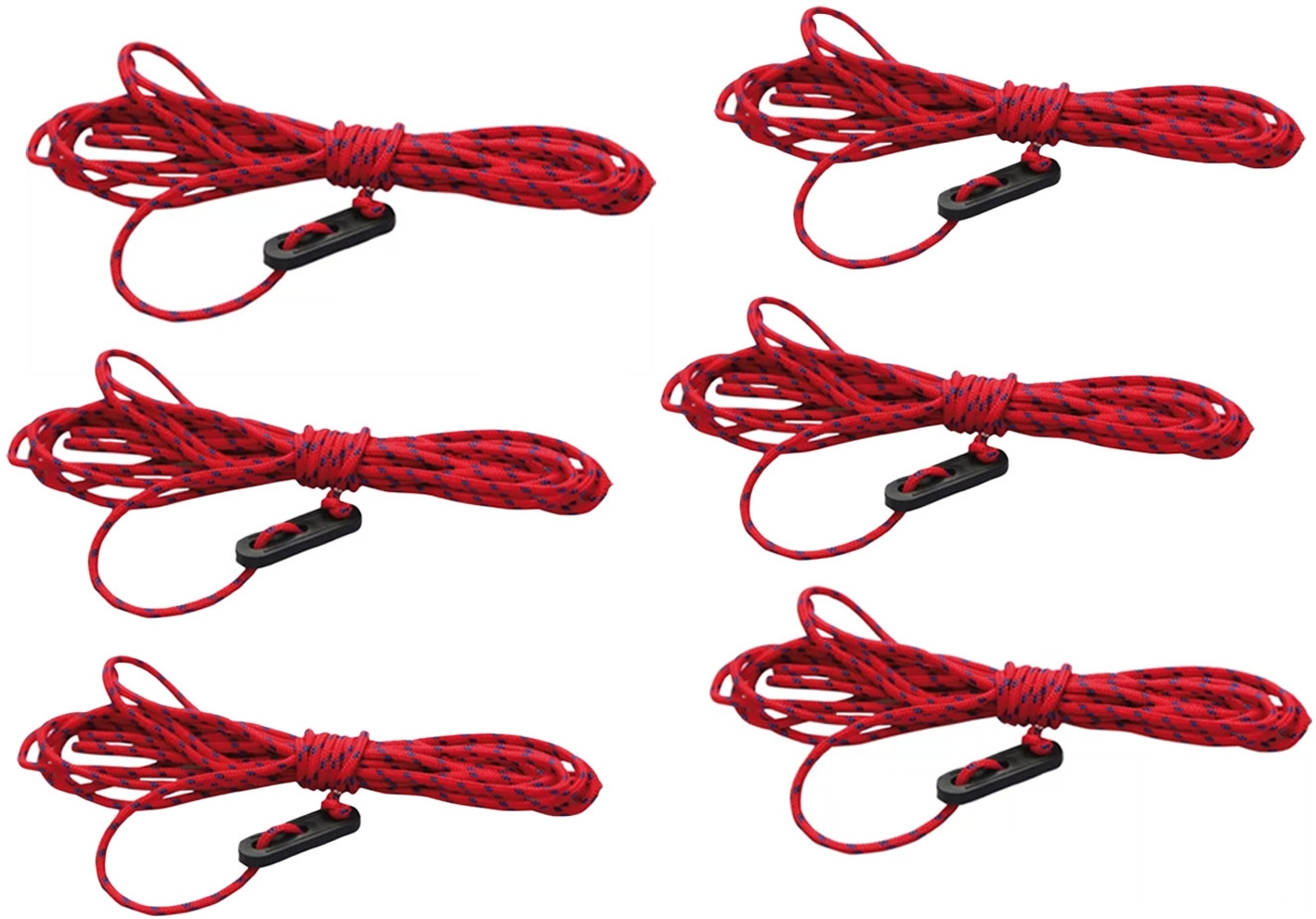 High Peak Sturmleinen Set mit Stopper 6er Pack 350 cm rot