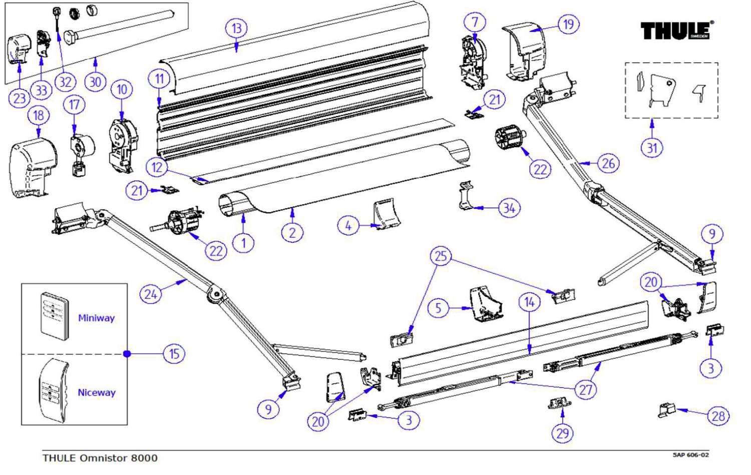 Thule Endkappe Alu passend zu T. 8000 (eloxiert)