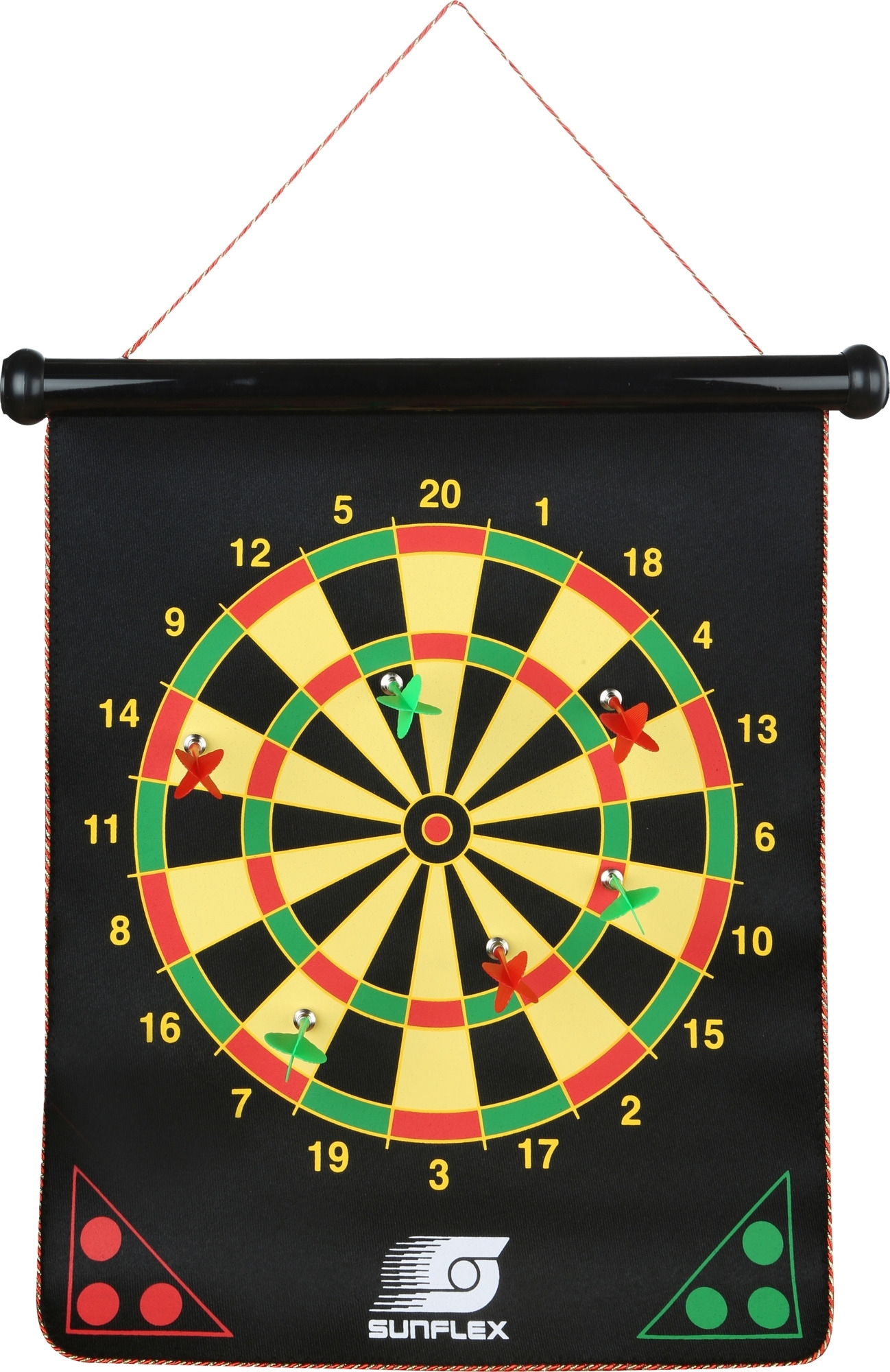 sunflex sport magnetisches Dartspiel beidseitig bedruckt mit 6 Pfeilen