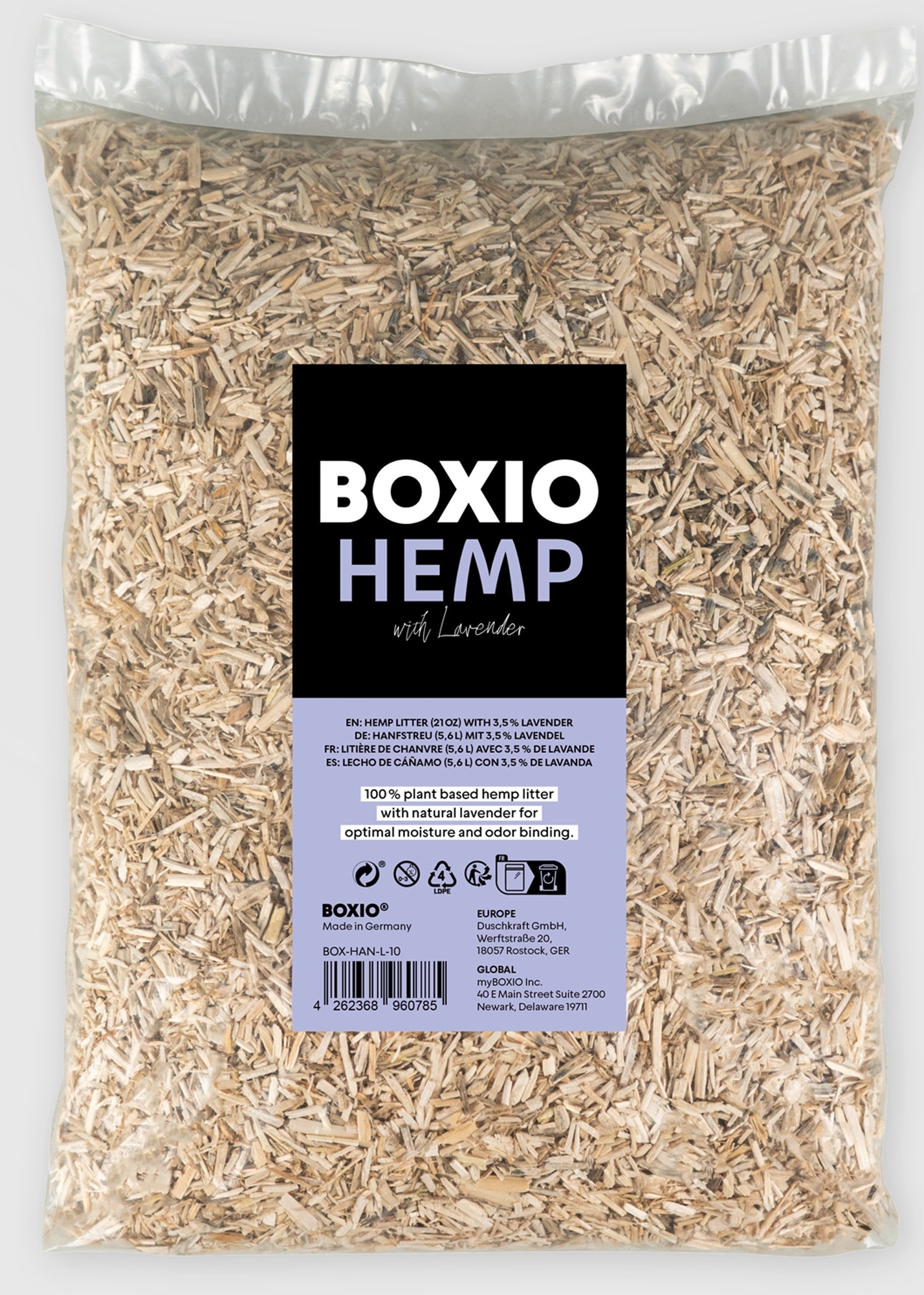 Boxio Hanfstreu für Trenntoilette 5,6 Liter Lavendel