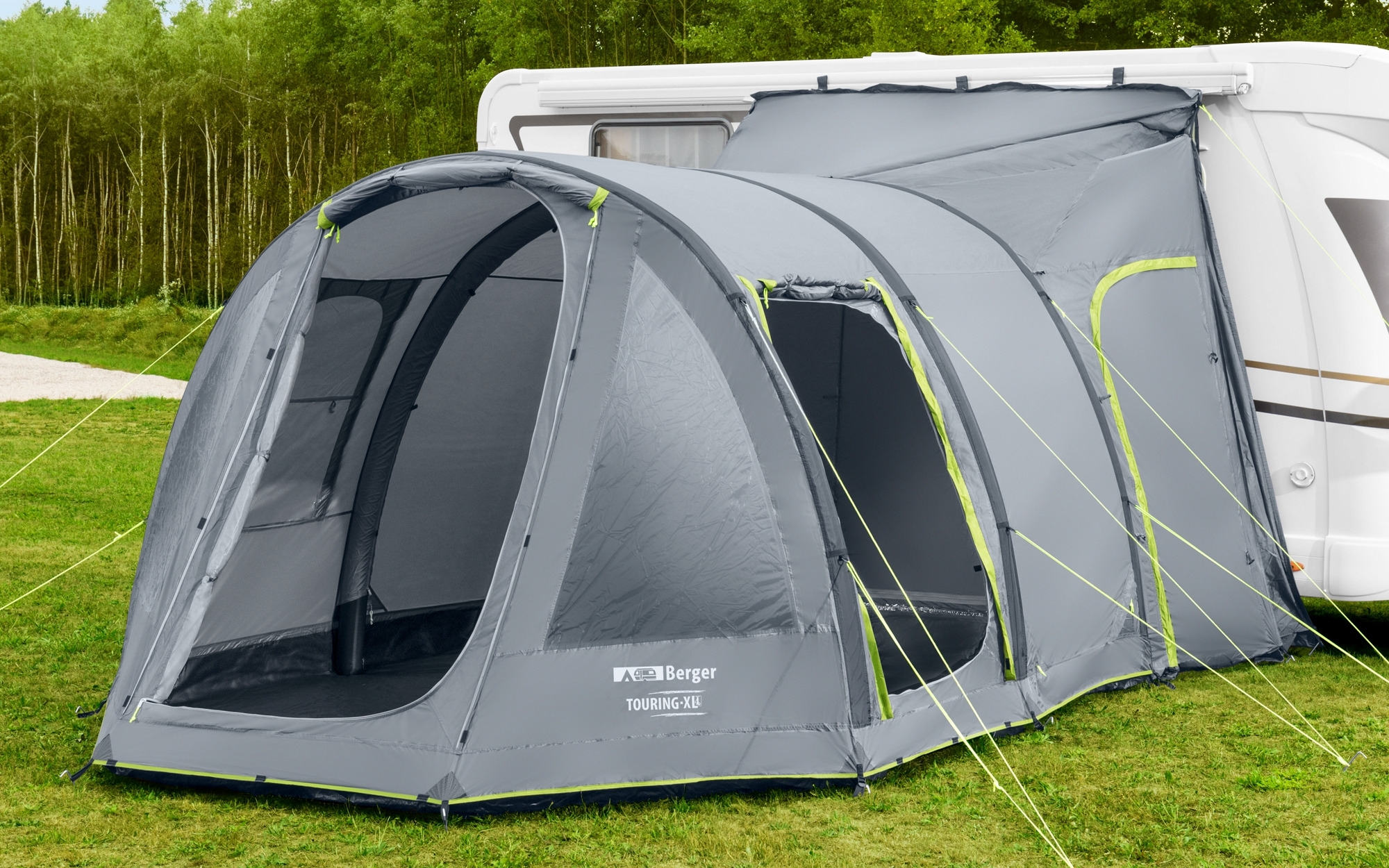 Berger Touring Air XL Aufblasbares freistehendes Vorzelt für Wohnmobil, Kastenwagen & Campingbus, Anbauhöhe 240 - 290 cm