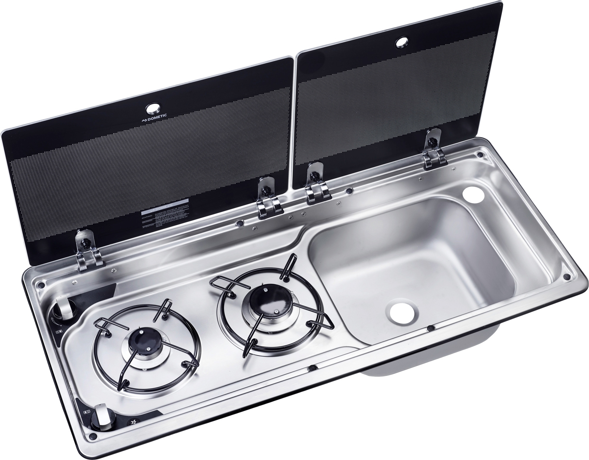 Dometic MO 9722 Kochfeld 2-flammig mit Spüle und Glasdeckel 760 x 325 mm