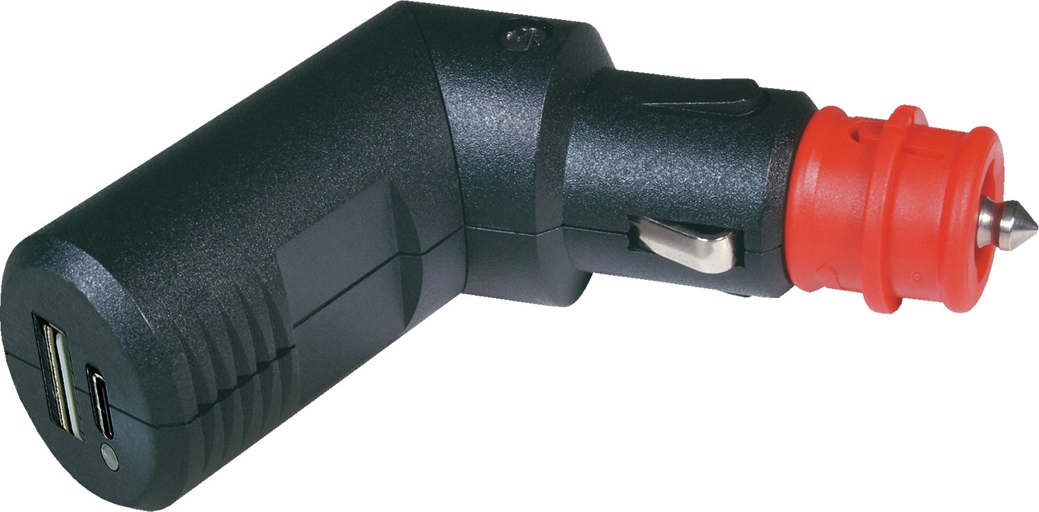 ProCar Doppel USB-C/A Ladestecker winkelbar 12 V mit Spannungswandler