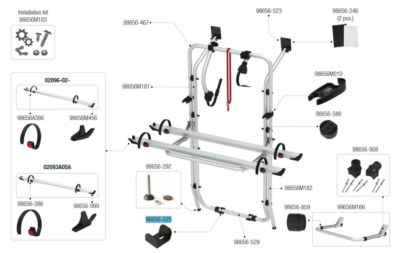 Fiamma Halteplatte unten passend für Carry Bike Mercedes Vito - Fiamma Ersatzteilnummer 98656-525