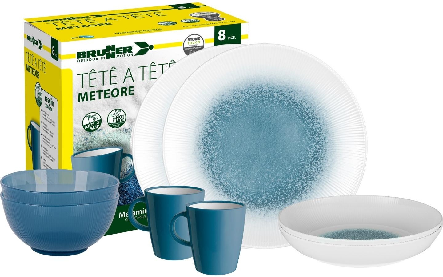 Brunner Tête-à-Tête Geschirrset 8 teilig 2 Personen Meteore
