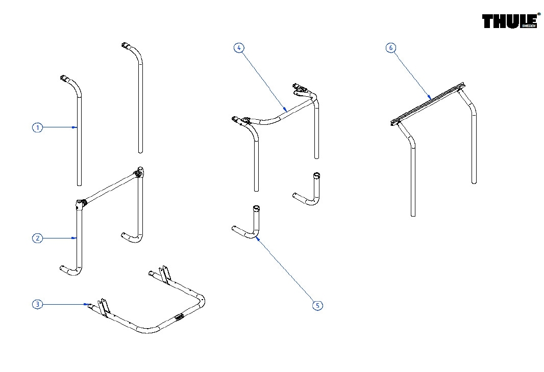 Thule Querstrebe Tragrahmen mit unteren Tragarmen für Fahrradträger Sport G2 Compact / Garage / 2-doors - Thule Ersatzteilnummer 1500602656