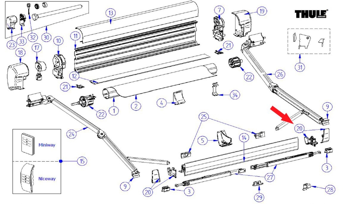 Thule Frontblendenendkappen passend zu Thule Omnistor 8000