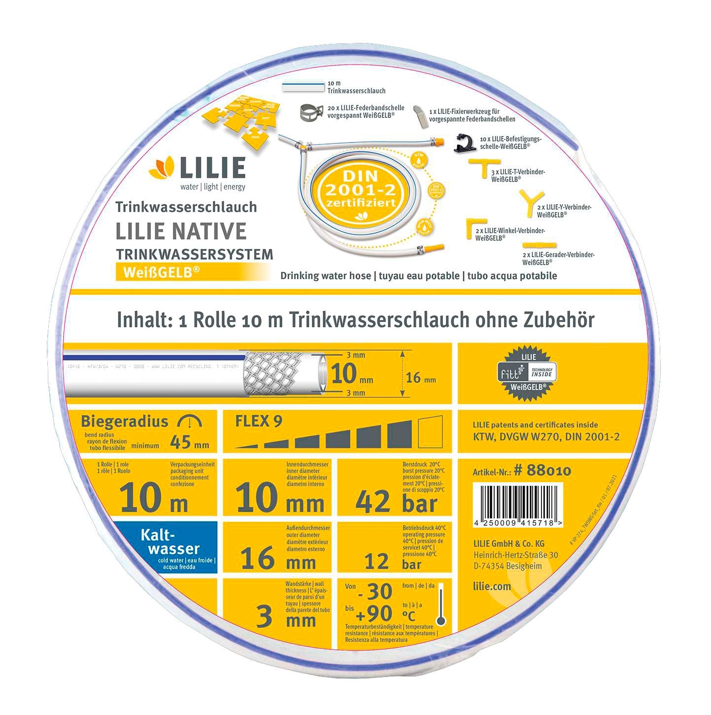 Lilie native Trinkwasserschläuche