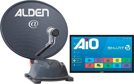 Alden Onelight@ 60 HD EVO vollautomatische Satellitenanlage Platinium inkl. LTE Antenne und A.I.O. Smart TV mit integrierter Antennensteuerung  22 Zoll