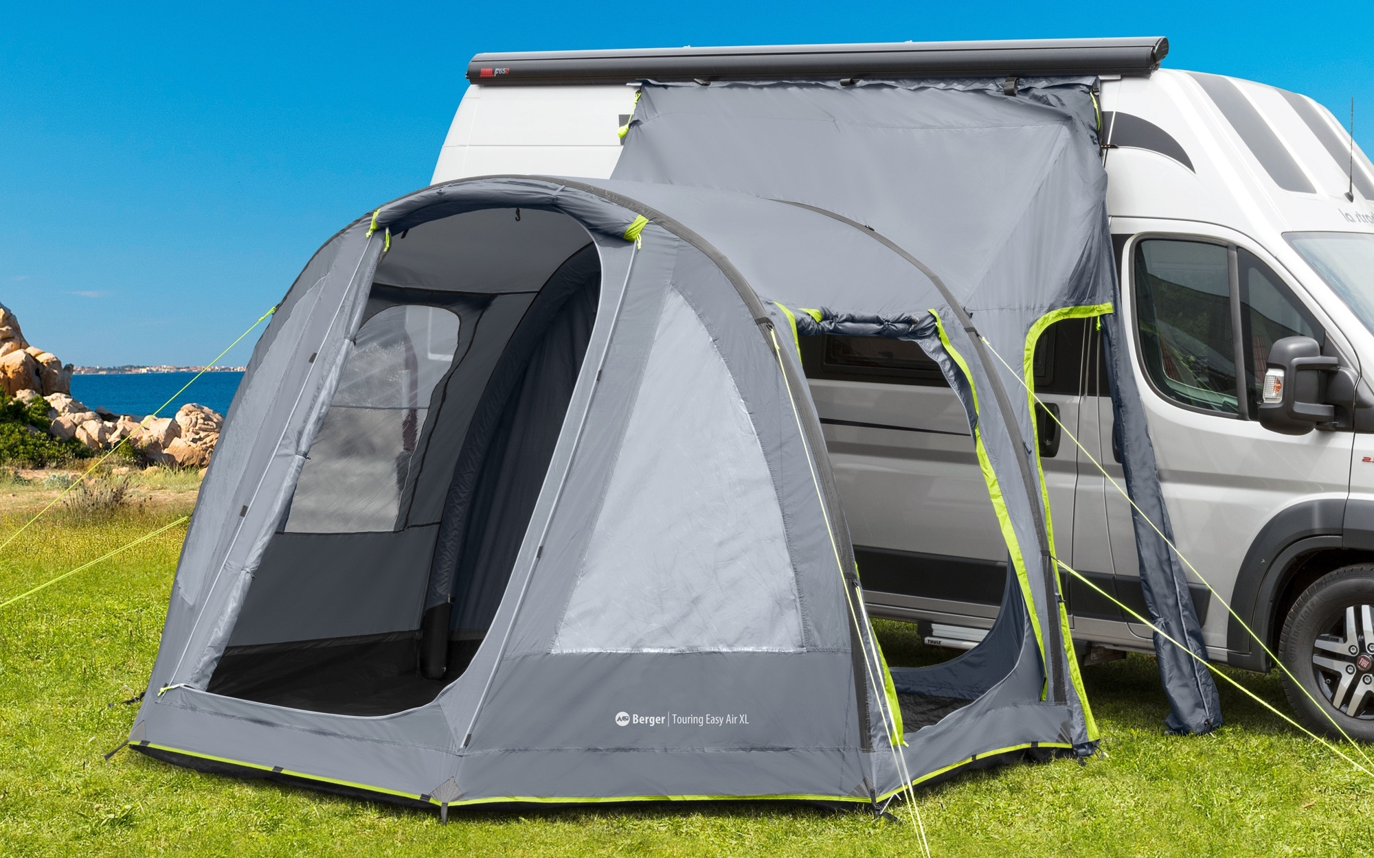 Berger Touring Easy Air XL Aufblasbares Vorzelt für Kastenwagen, Wohnmobil & Wohnwagen, Anbauhöhe 240 - 290 cm