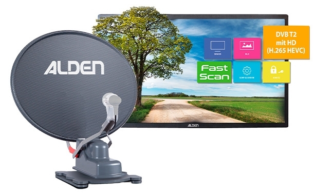 Alden Onelight HD vollautomatische Satellitenanlage Platinium inkl. Ultrawide LED TV 24