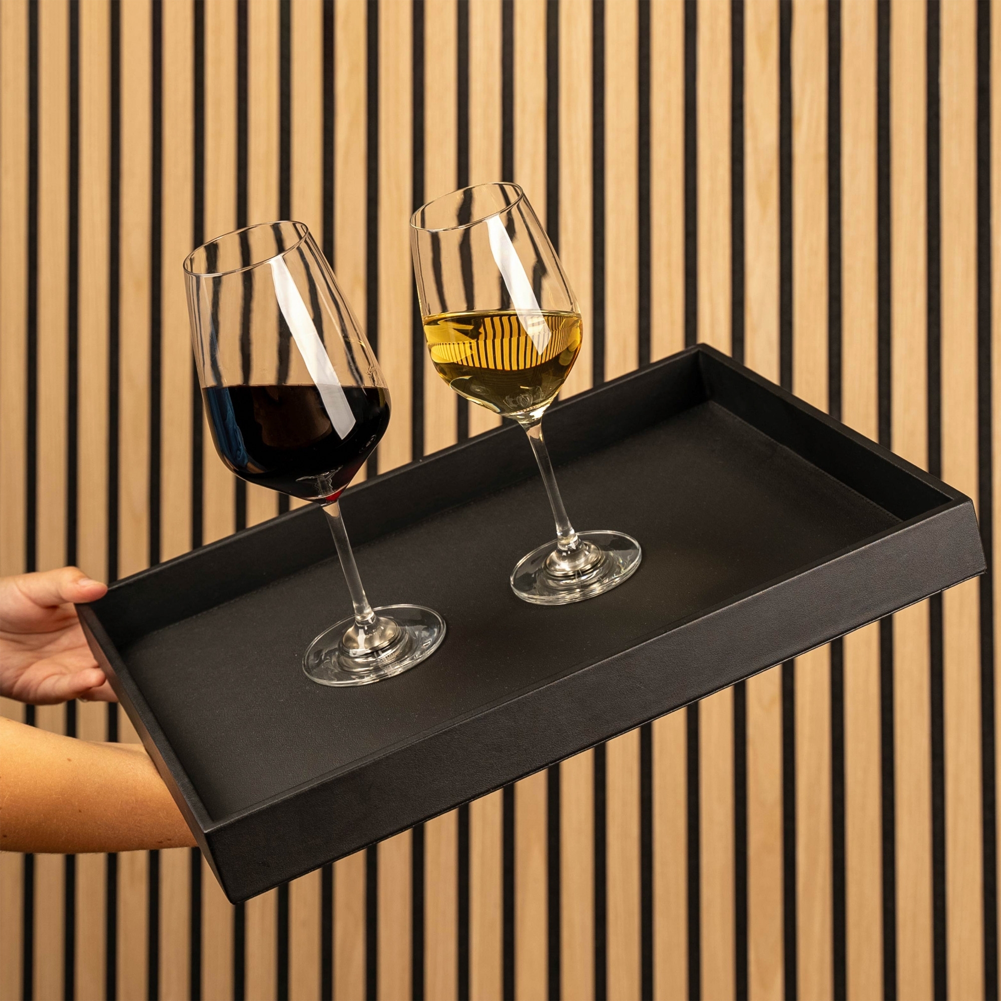 Silwy Metall Tablett Leder-Look 41,5 x 31,5 x 4 cm