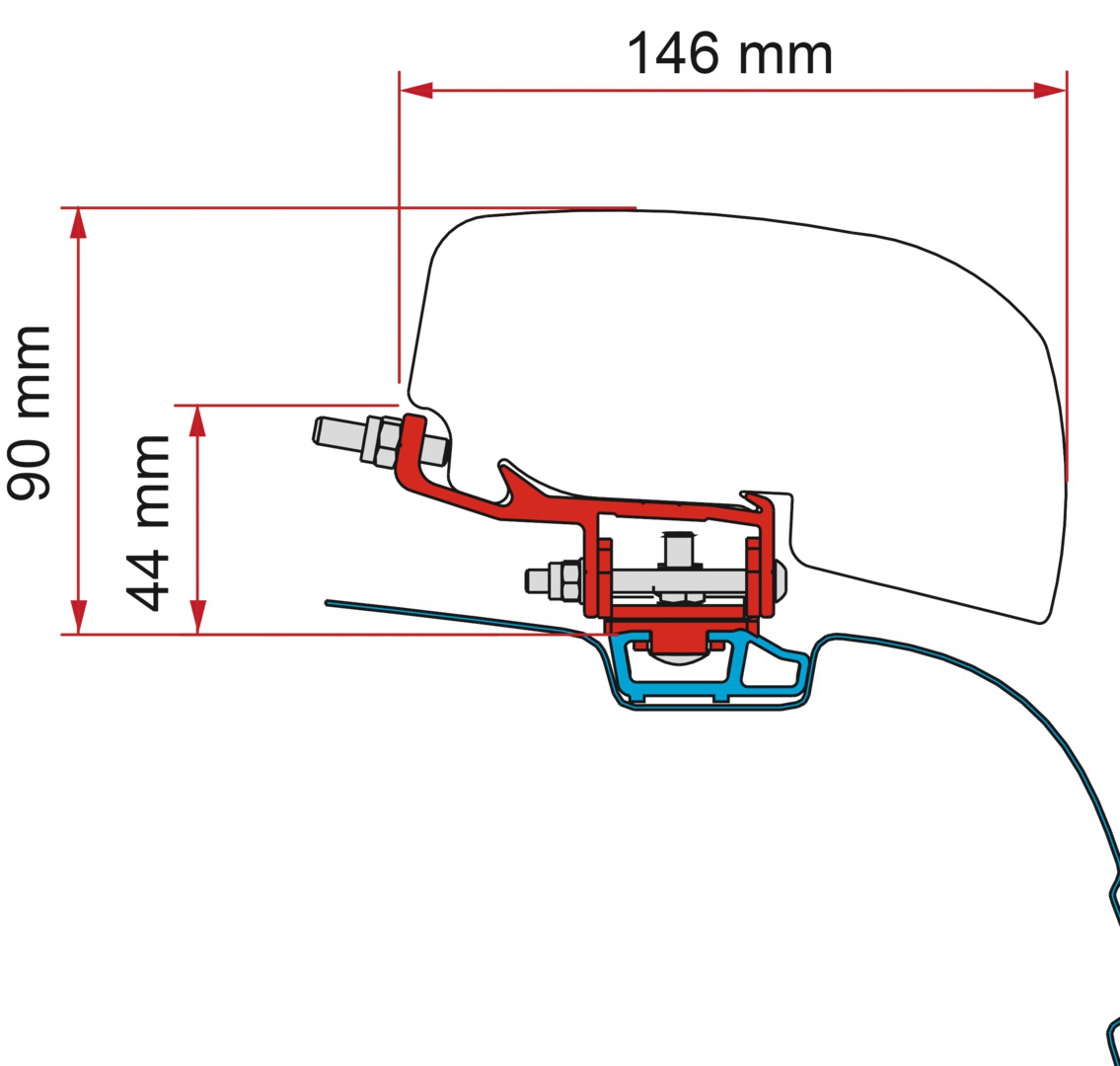 FiammaF40 Adapter VW T5-T6 mit C-Schiene