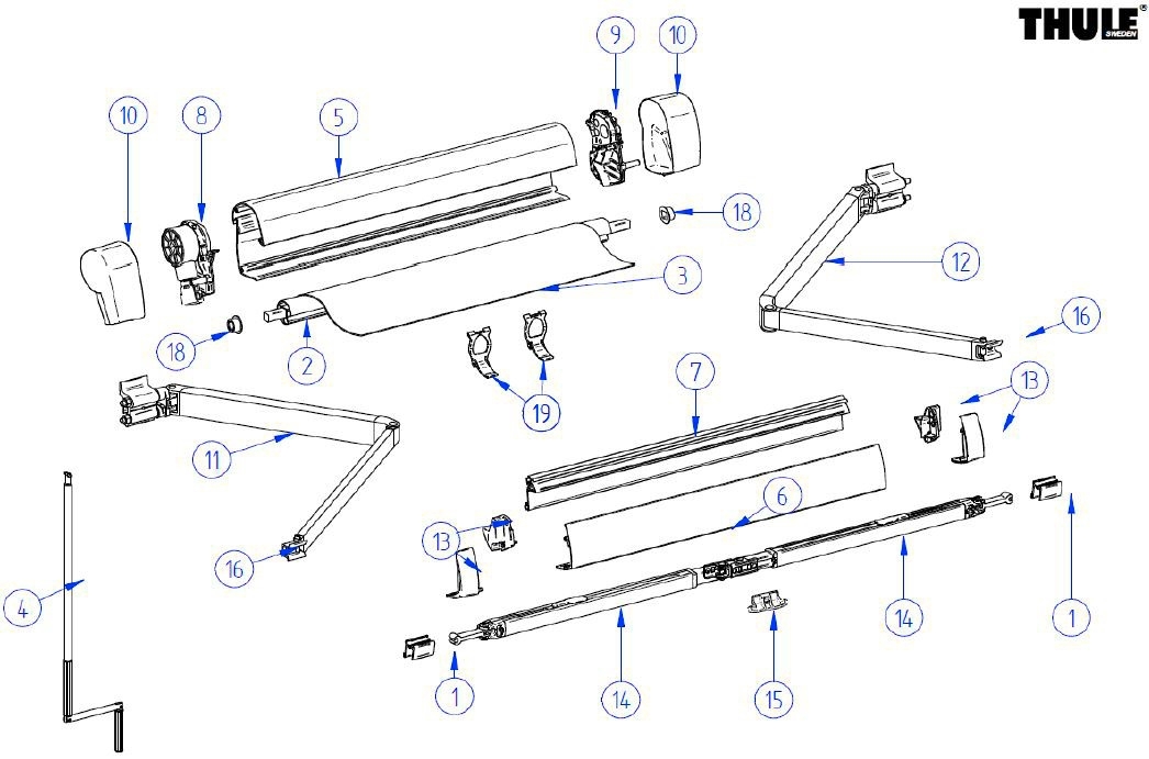 Thule Markisenrolle Nabe für Endplatte 2 Stück links und rechts für Markise Omnistor 5102 / VW 2,6 Meter - Thule Ersatzteilnummer 1500602755