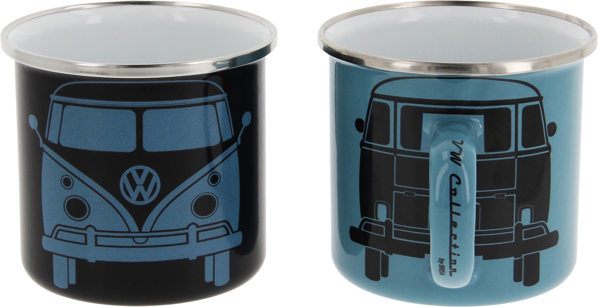 VW Collection T1 Bus Emaille Tassen Set 2 Stück 350 ml