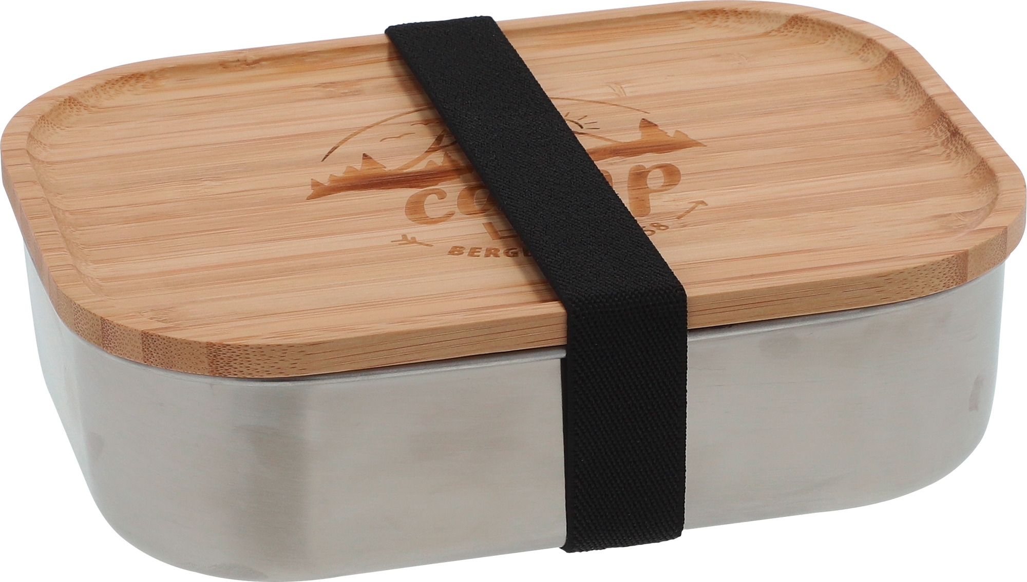 Camplife Edelstahldose mit Bambusdeckel und Gummiband