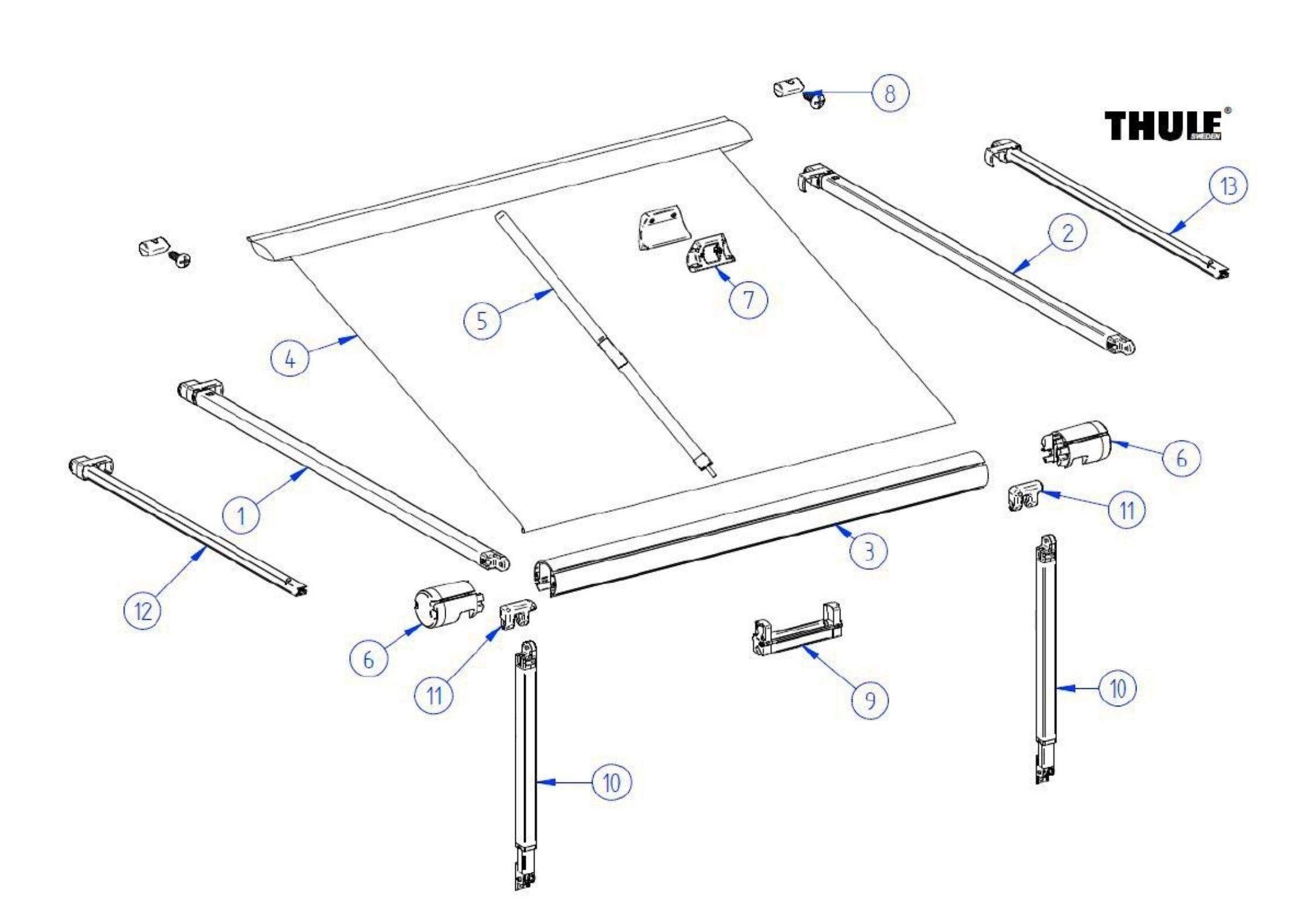 RH Rafter Arm Assy 2,6m
