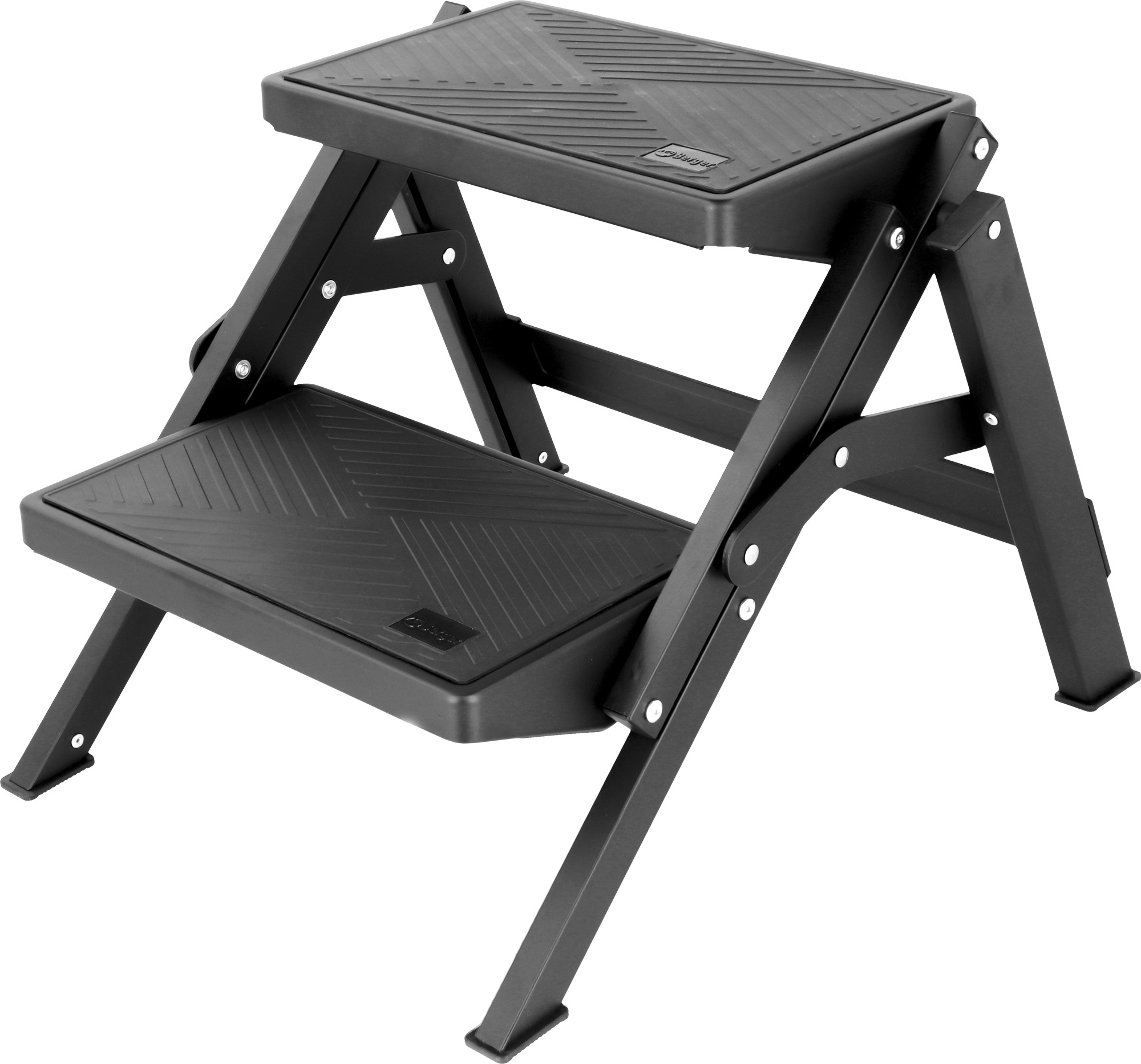 Berger AluStep Duo Blackline klappbarer Doppeltritt aus Aluminium Schwarz (Höhe 38 cm)