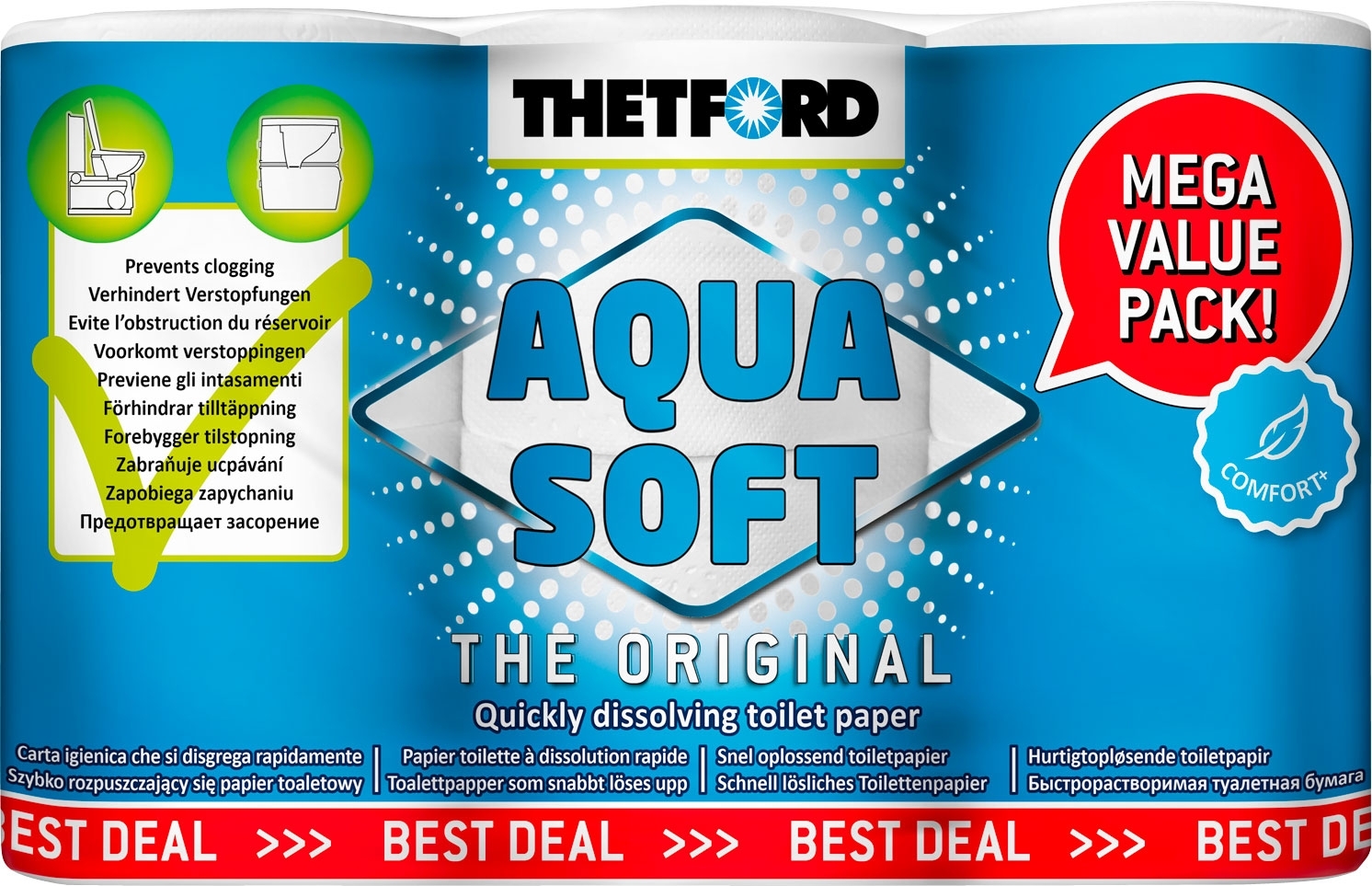 Thetford Aqua Soft ComfortPlus Toilettenpapier (6 Rollen)