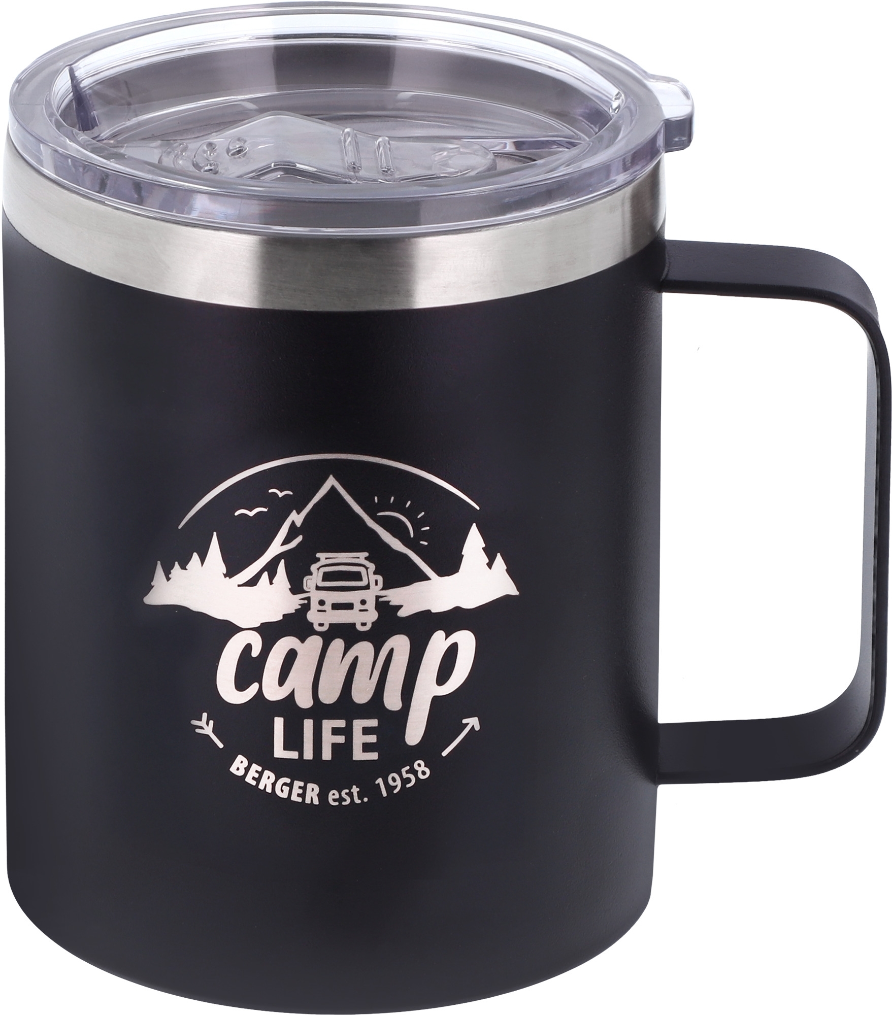 Camplife Edelstahl Thermo-Trinkbecher mit Henkel und Deckel 450 ml