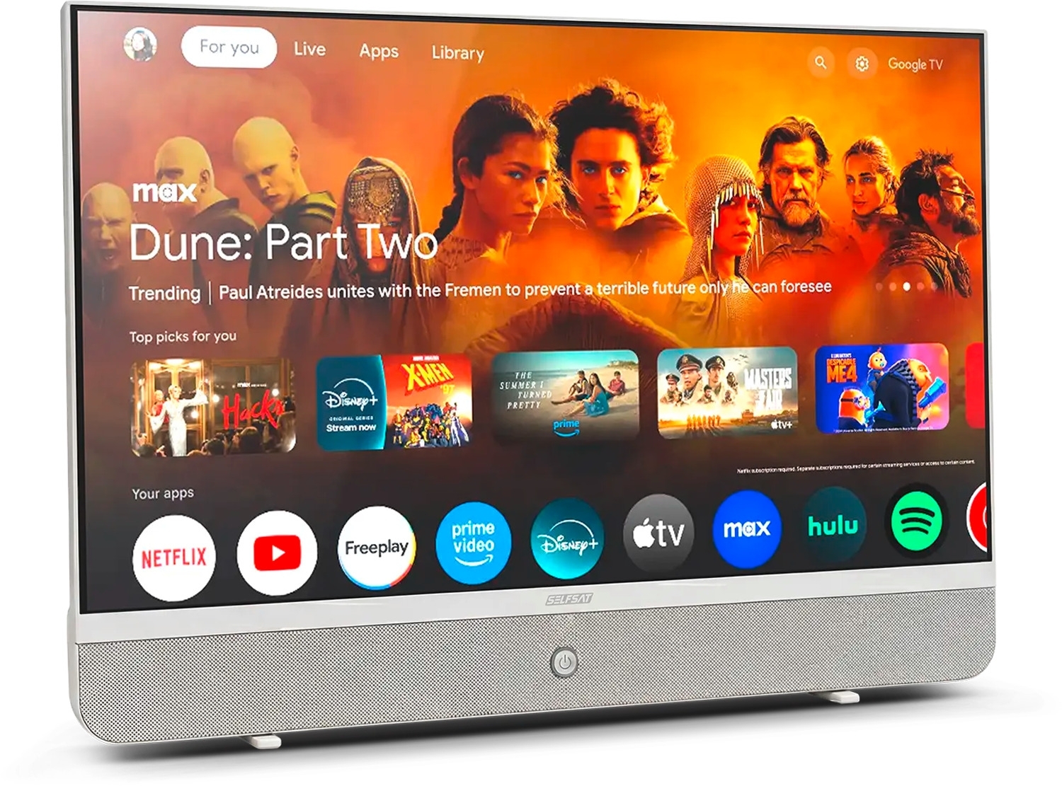 Selfsat MSD 27 Streaming Display 27 Zoll Full-HD mit Google TV und Akku weiß
