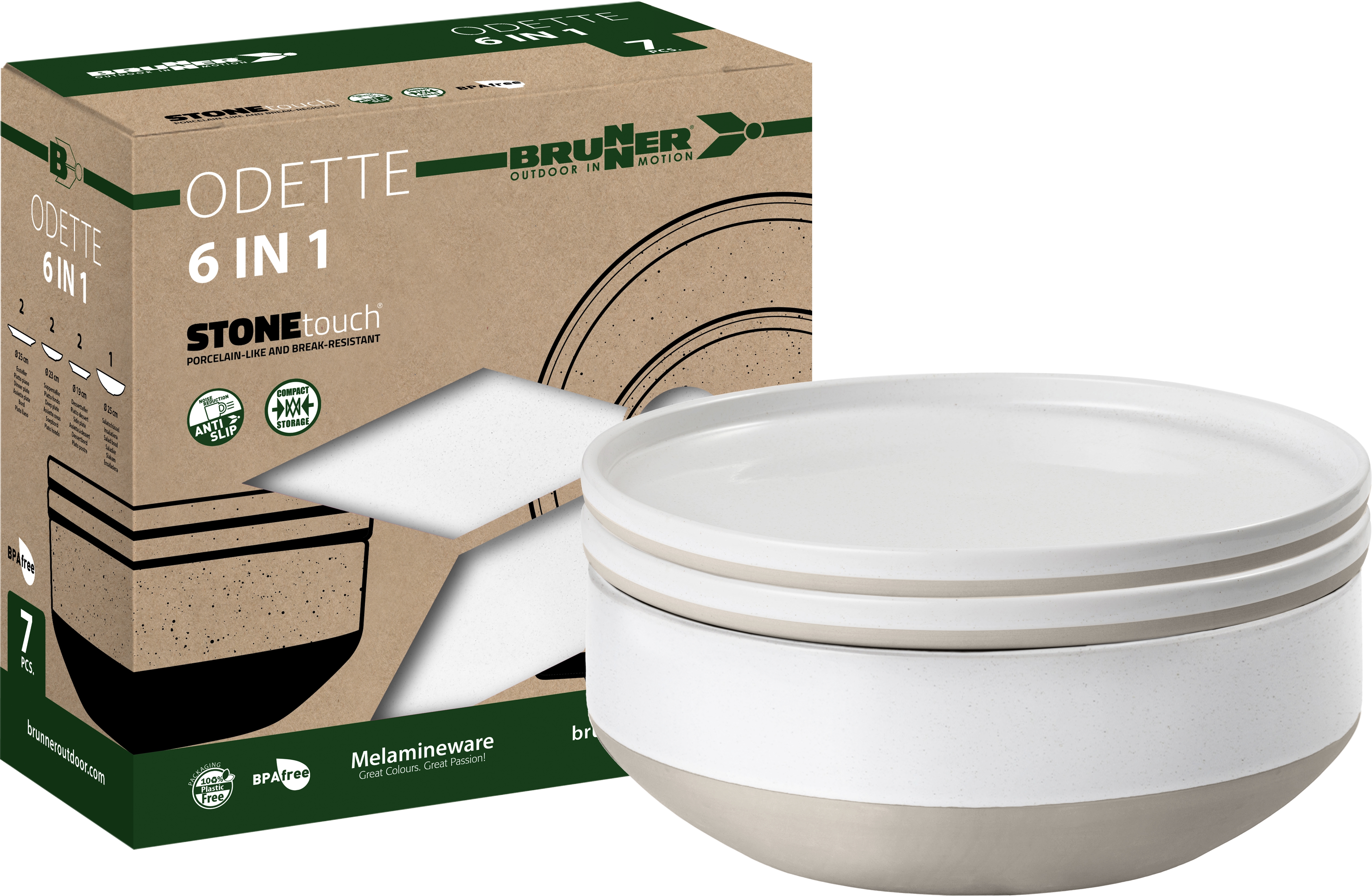 Melamin-Geschirr-Set Odette - 7-teilig - Für 2 Personen