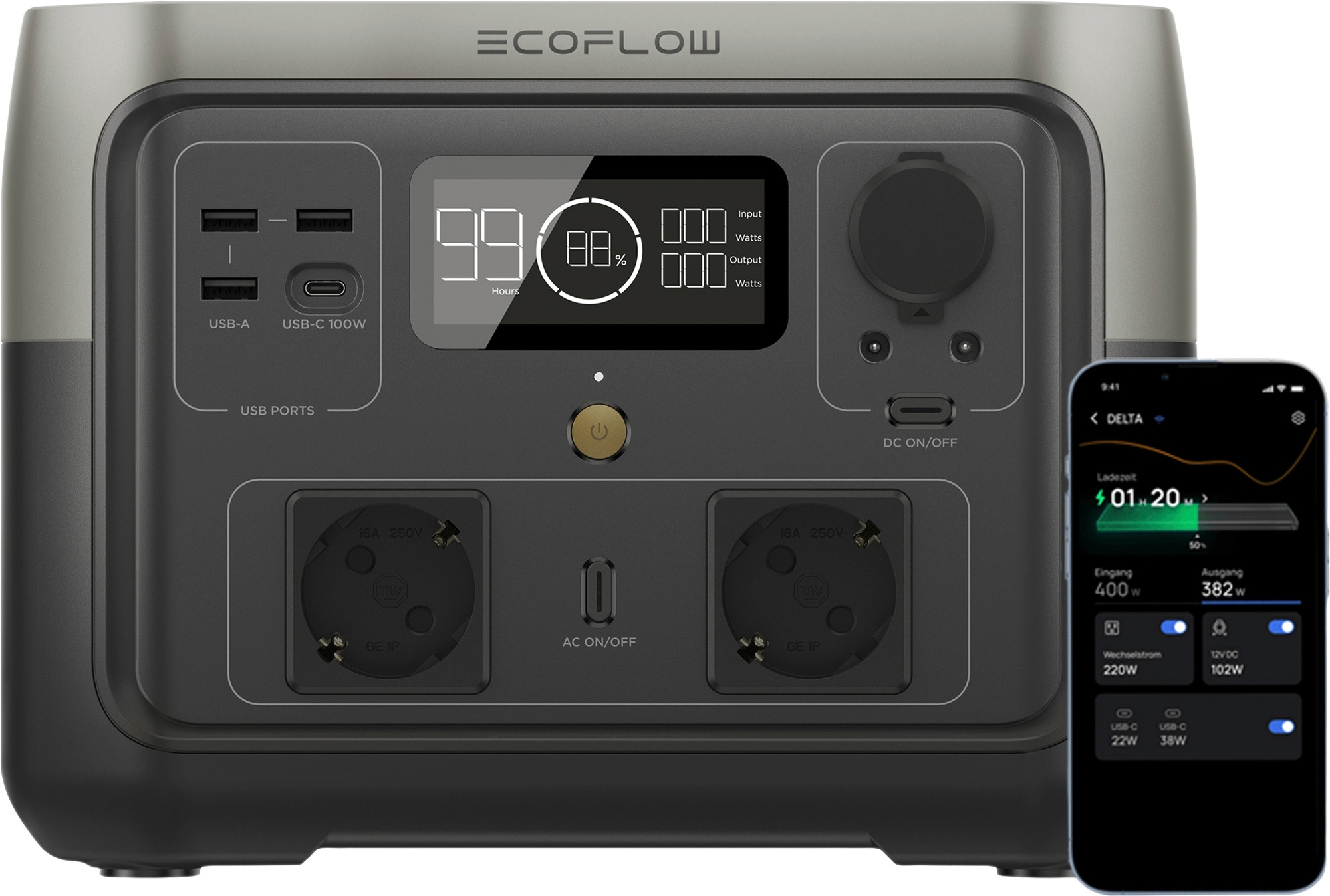 EcoFlow River 2 Max Tragbare Powerstation 512 Wh 500 W