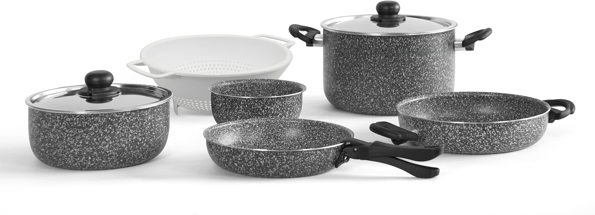 Berger Stone Rock Topfset in Granit-Optik mit Antihaftbeschichtung 10 tlg.