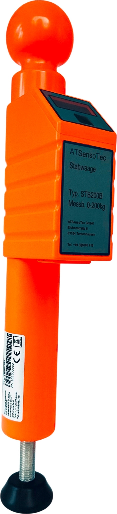 ATSensoTec STB 200 B digitale Stützlastwaage mit Bluetooth bis 200 kg Messbereich orange