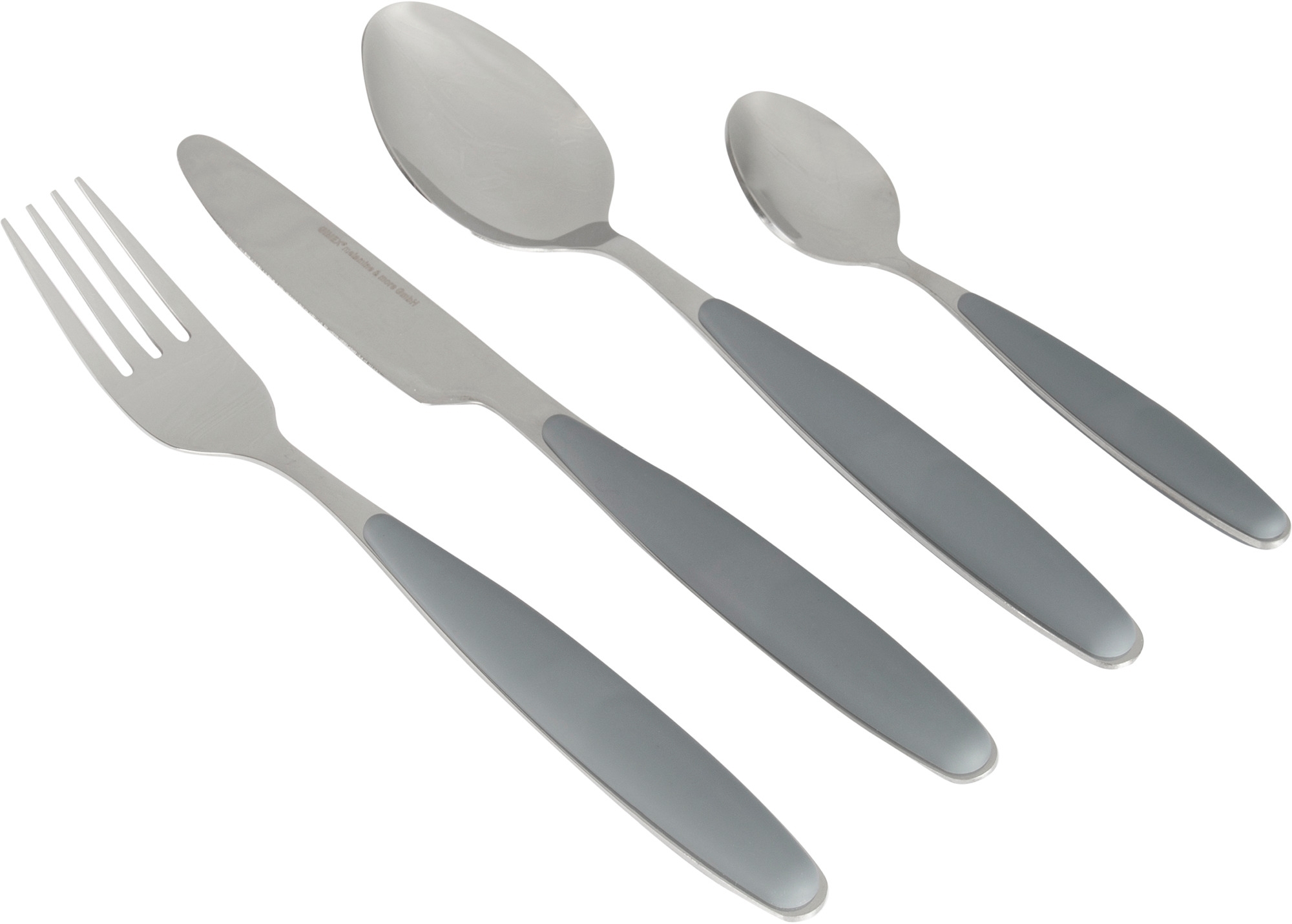 Gimex Edelstahlbesteck Set mit Soft-Touch-Griff 16 teilig grau