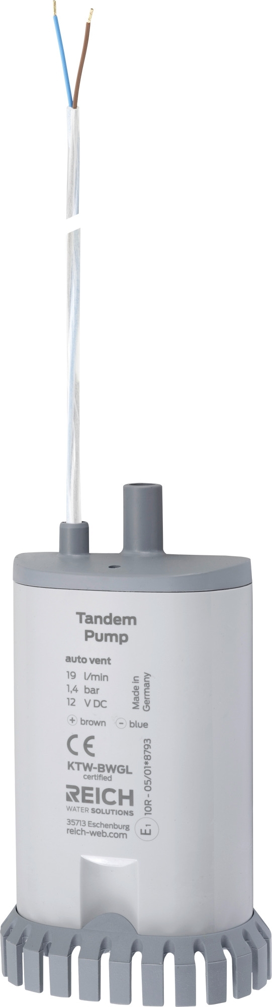 Reich Twin Tauchpumpe mit automatischer Entlüftung 12 V 1,4 bar 19 l/min