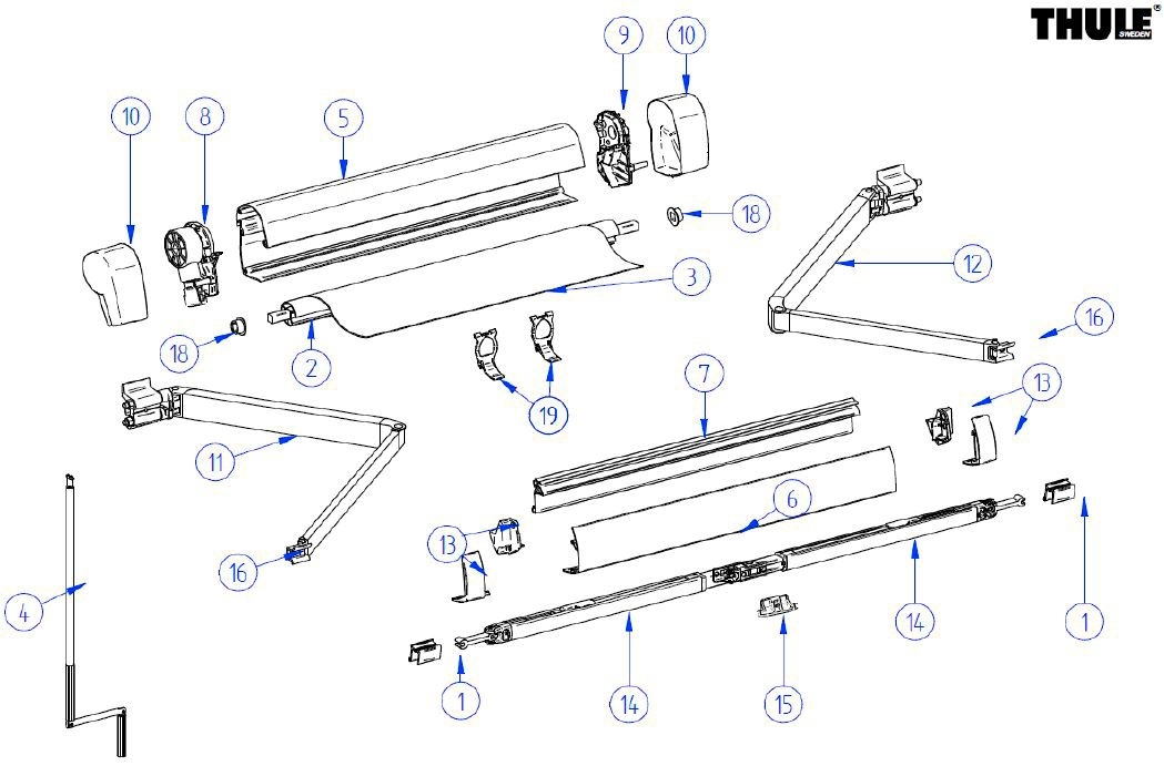 Thule Markisenrolle Nabe für Endplatte 2 Stück links und rechts für Markise Omnistor 5102 / VW 2,6 Meter - Thule Ersatzteilnummer 1500602755