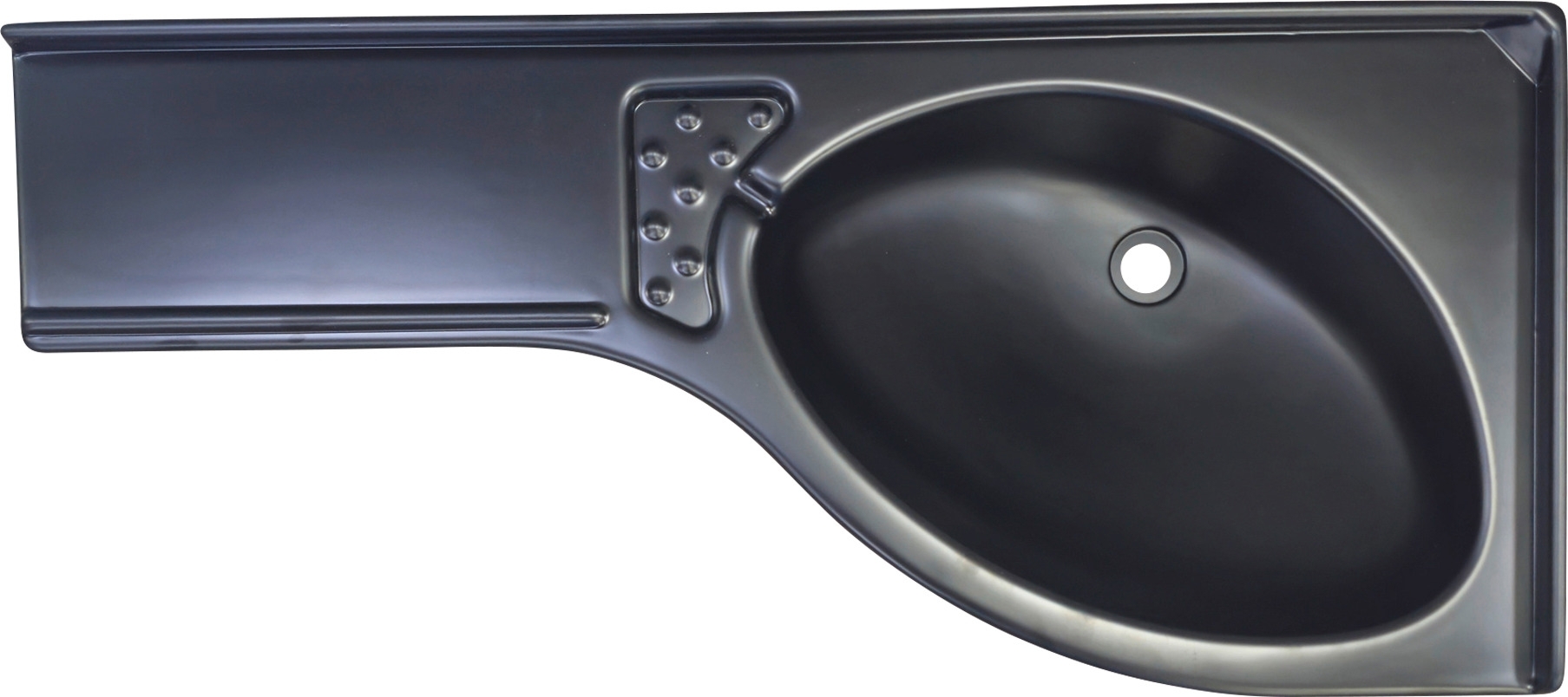 Comet Eckwaschbecken mit Seifenablage links Kunststoff mattschwarz 425 mm x 265 mm